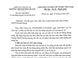 THCS Dương Quang chủ động ứng phó với cơn bão số 10